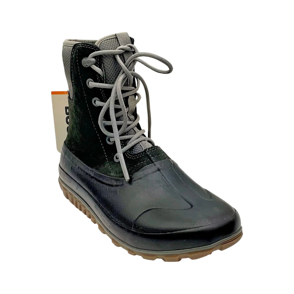 Bogs Women's Classic Casual Tall Lace Leather Boot Snow Dark Gray - Medium